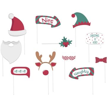 Holly jolly photo booth jule rekvisitter 12x