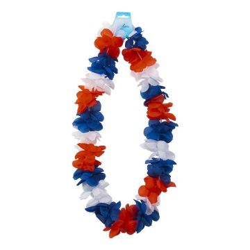 Hawaii Krans halskæde Hvid, Rød Og Blå - 105 cm