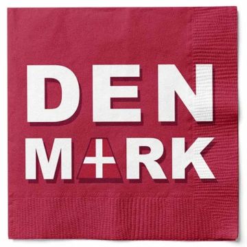 Røde servietter med Danmark motiv 20x Det Gamle Apotek - 33x33 cm