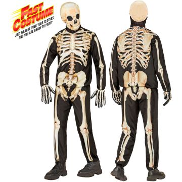 Skeletkostume til drenge i sort