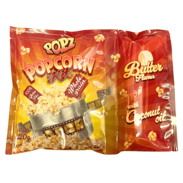 Popcorn 75x popcornportioner med majs, salt og kokosolie (9pk)
