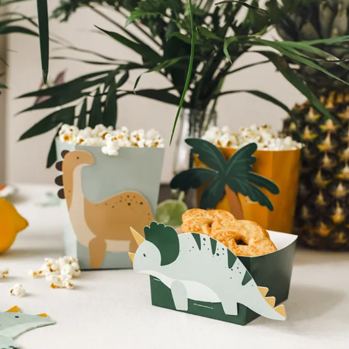 Snack- og popcornbægere med dinosaur motiv 6x
