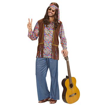 Psykedelisk hippie-kostume til herre