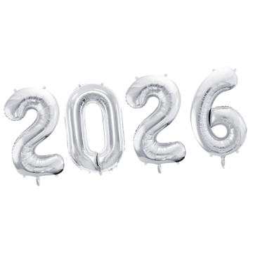 2026 folie ballon sølv - 35 cm
