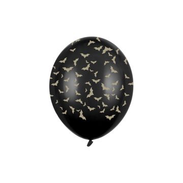 Sorte Balloner Med Flagermus Motiv 6x - 30cm