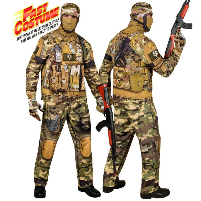 Soldat kostume til herrer i camouflage