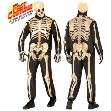 Skeletkostume til herrer i sort