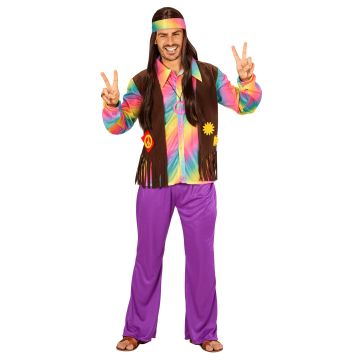Hippiesæt med vest, bukser og pandebånd