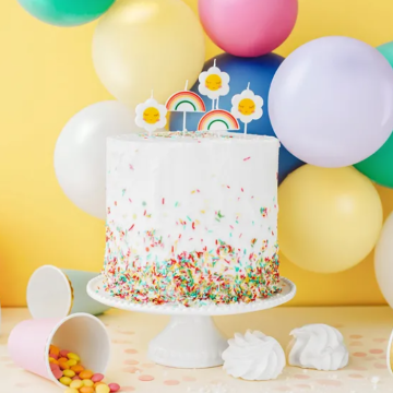 Kagelys med blomster og regnbuer 5x - 2-3 cm