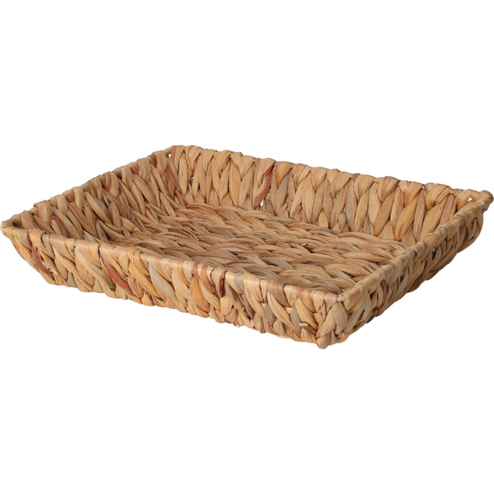 Rektangulær fletkurv lavet i vandhyacint 33x25x6 cm