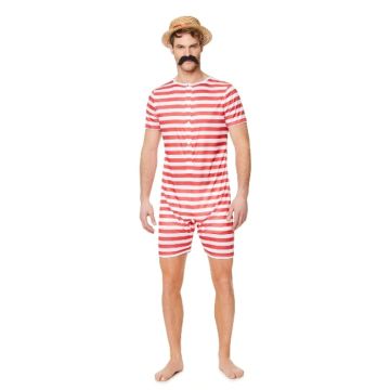 Gammeldags badedragt rød 1920'er kostume