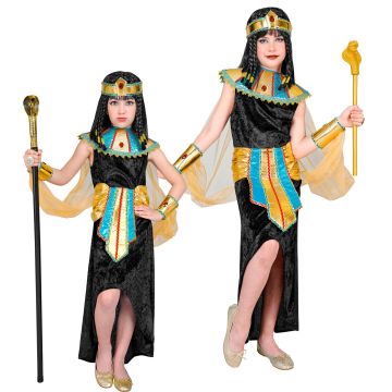 Egyptisk dronning kostume med krave i sort