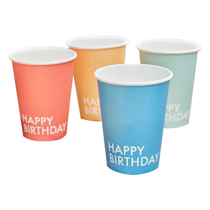 Happy birthday papkrus 8x i flere farver - 265ml