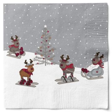 Juleservietter med rensdyr 20x Det Gamle Apotek - 33x33 cm