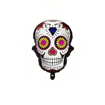 Oppustelig Day of the Dead kranie med diamant motiv