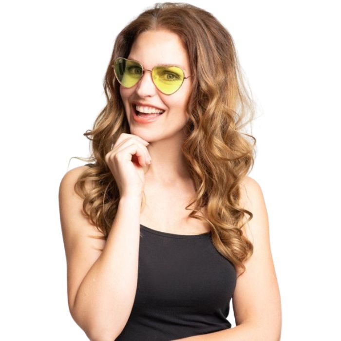 Hjerte briller one-size unisex gul