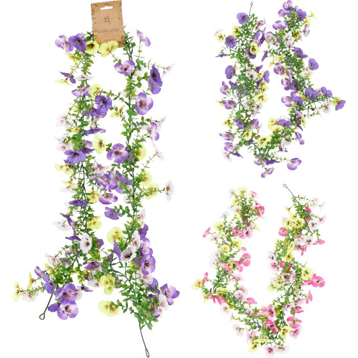 Blomsterguirlande med stedmoderblomster ca. 170 cm