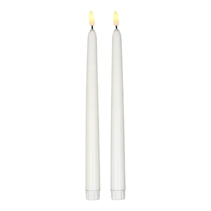 Led stearinlys hvid 2x - 25 cm