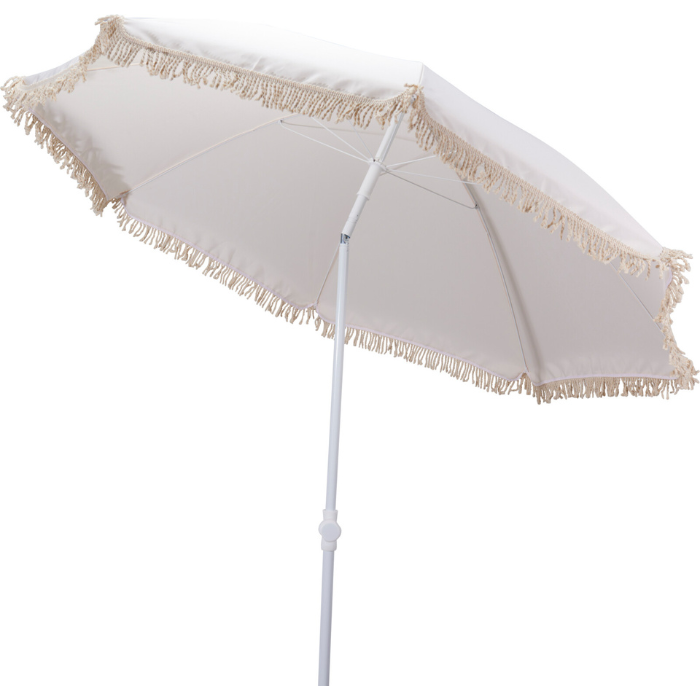 Parasol med frynser i hvid Ø160x200cm