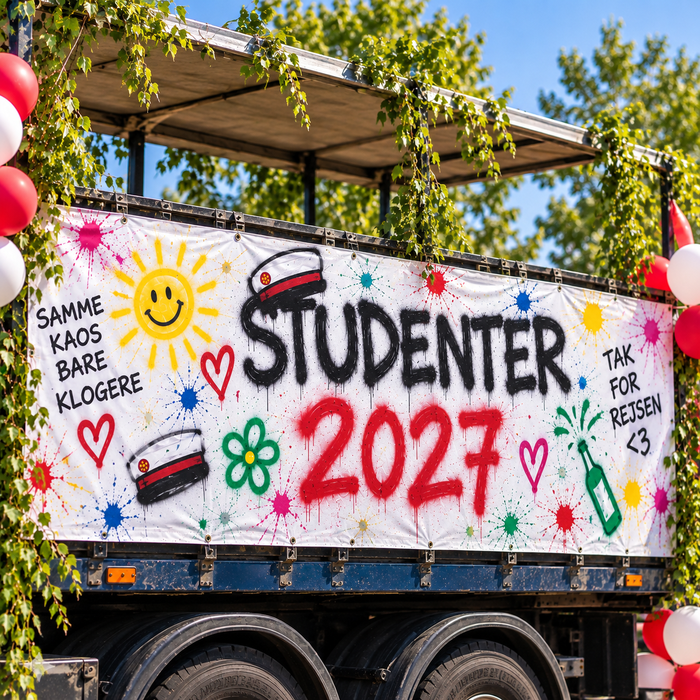 Student banner 3x1 m studenterkørsel