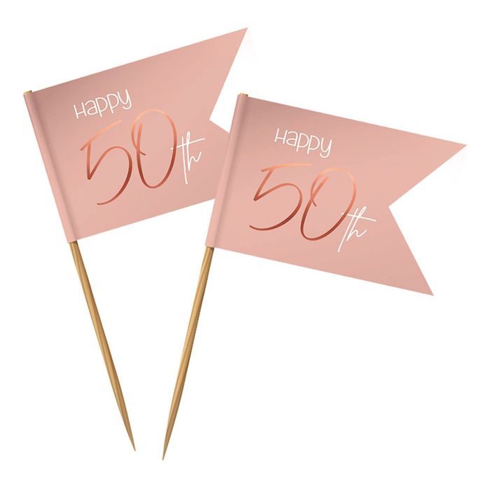 "Happy 50th" Træpinde Rosa 36x