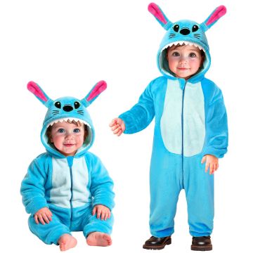Monsterkostume til baby i turkis blå