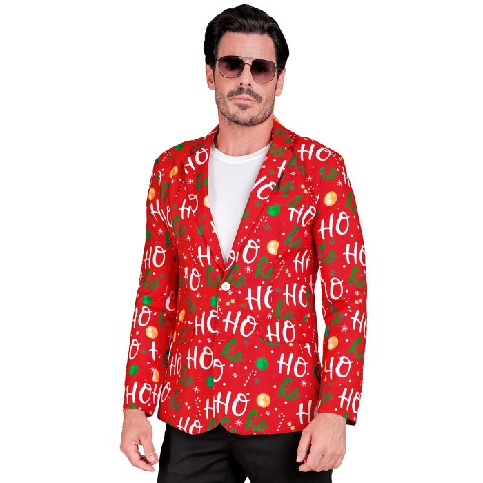 Rød julejakke med hohoho-print