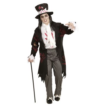 Zombiebrudgom kostume med høj hat