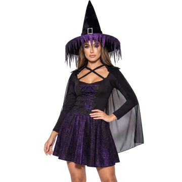 Glimmerheks kostume i lilla - 4 dele