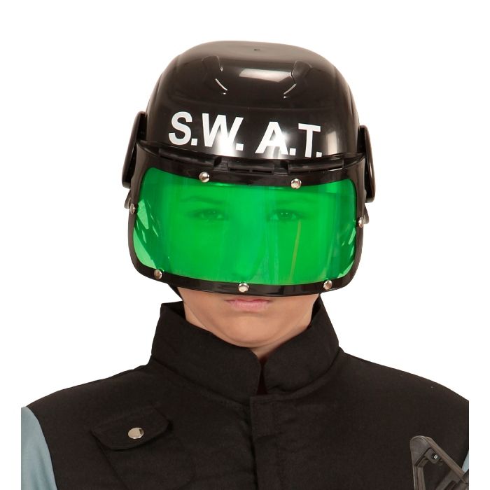 SWAT børnehjelm med grøn visir 