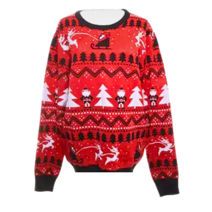 Julesweater rød stilet 