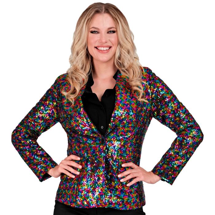 Multifarvet pailletjakke med konfetti-look