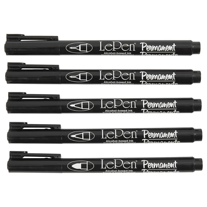 Permanente tuscher 5x sort - 0,6-1,3 mm
