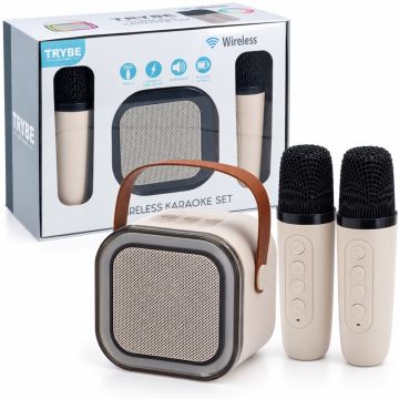 Trådløst karaokesæt med højtaler og 2 mikrofoner