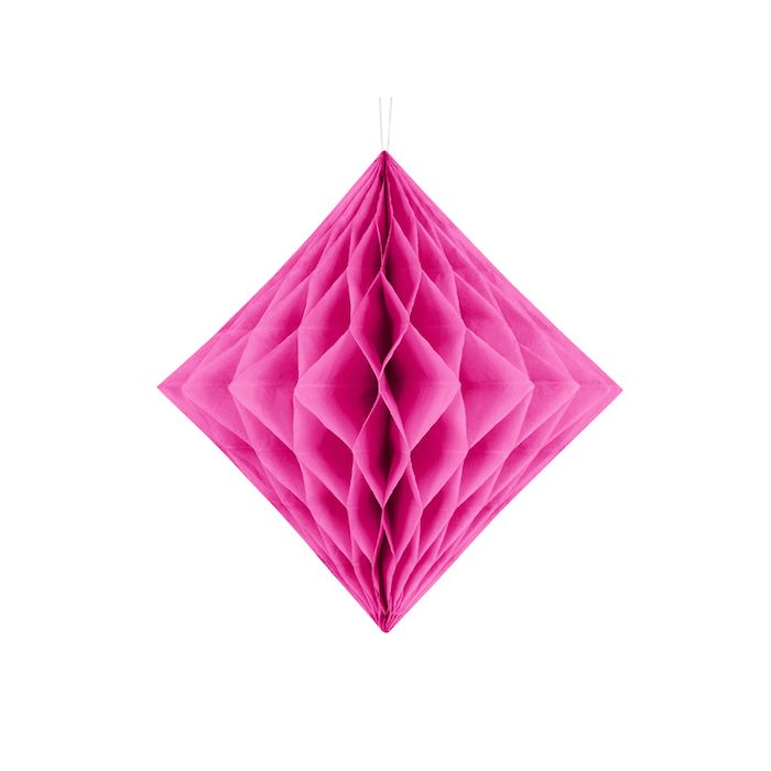 Diamant honeycomb i mørk pink - 30 cm