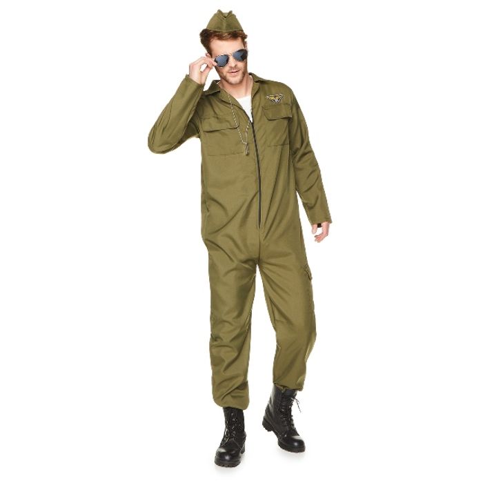 Jægerpilot kostume grøn 