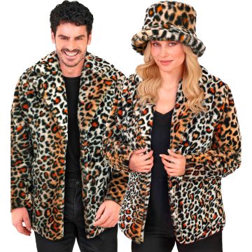 Leopardmønstret pelsjakke i unisex-snit