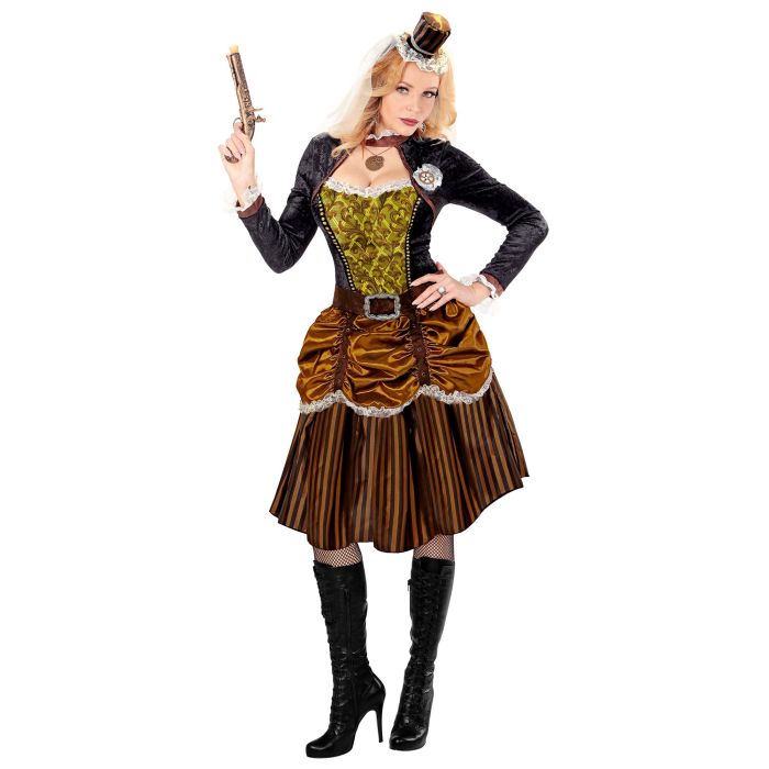 Steampunk kjole i guld og brun