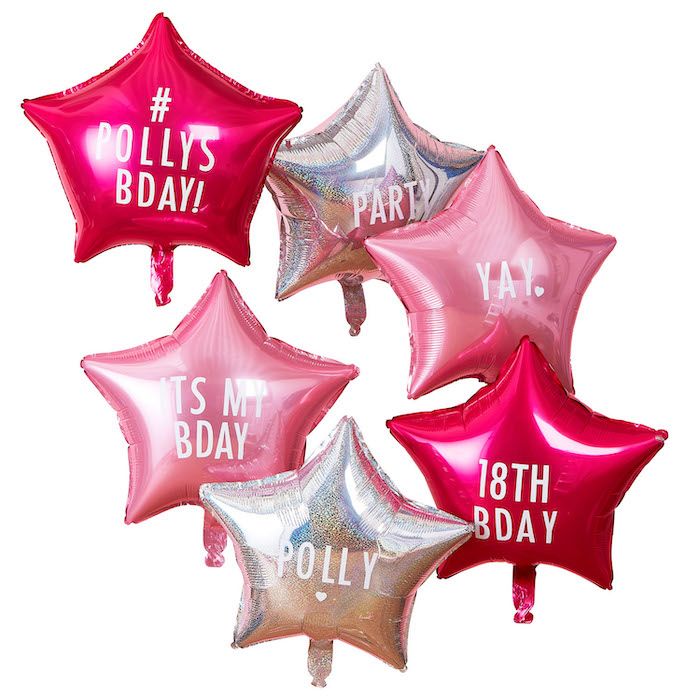 Pink stjerne folieballoner design selv 6x - 45cm