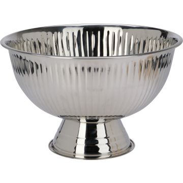 Håndlavet bowle på fod med hamrede linjer Ø 39,5 cm