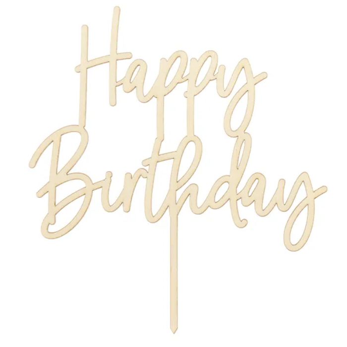 Happy birthday kagedekoration træ 16,5x15 cm 