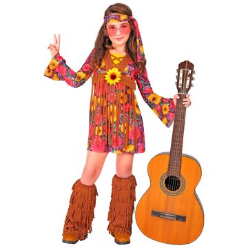 Farverigt hippiekostume til piger