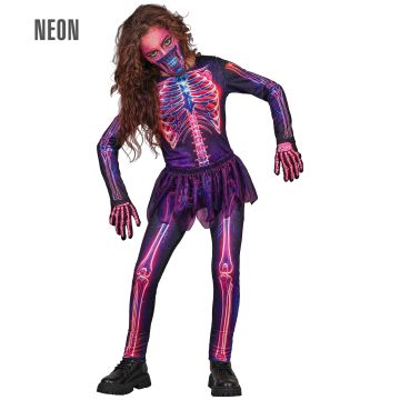 Neon skelet-kostume til piger