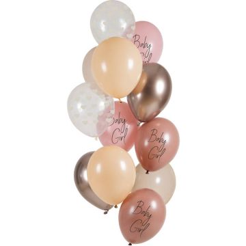 "Baby Girl" balloner pink 12 stk - 33 cm 