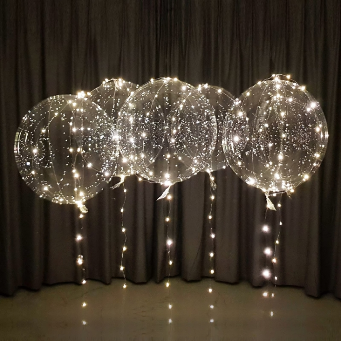 LED Ballon 5x hvid lyskæde 50 cm - 3 m