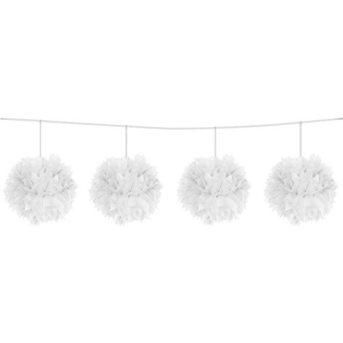 Pompom guirlande hvid - 3 m