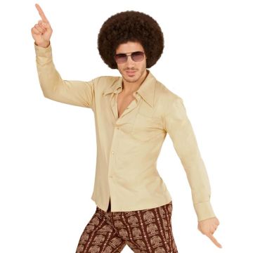 70'er Skjorte beige langærmet