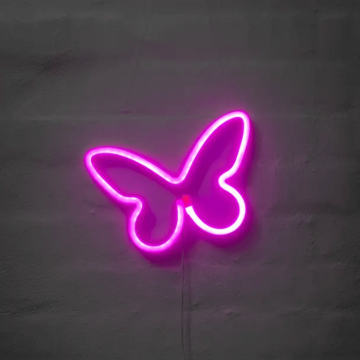 Sommerfugl neon LED skilt - 16x23 cm