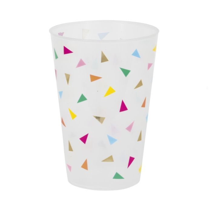 Genanvendeligt plastikkrus med trekantede flag 475ml 6x