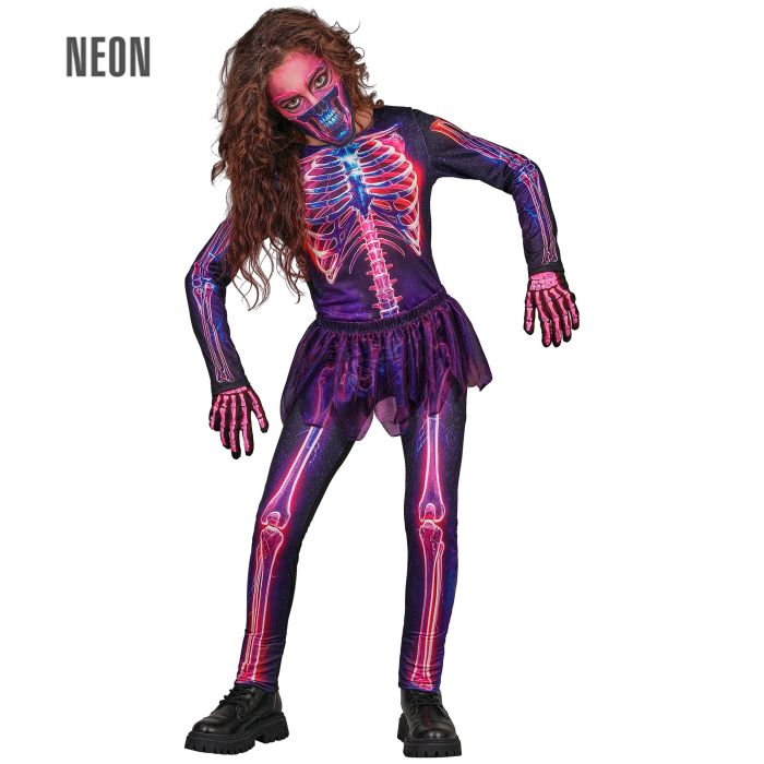 Neon skelet-kostume til piger